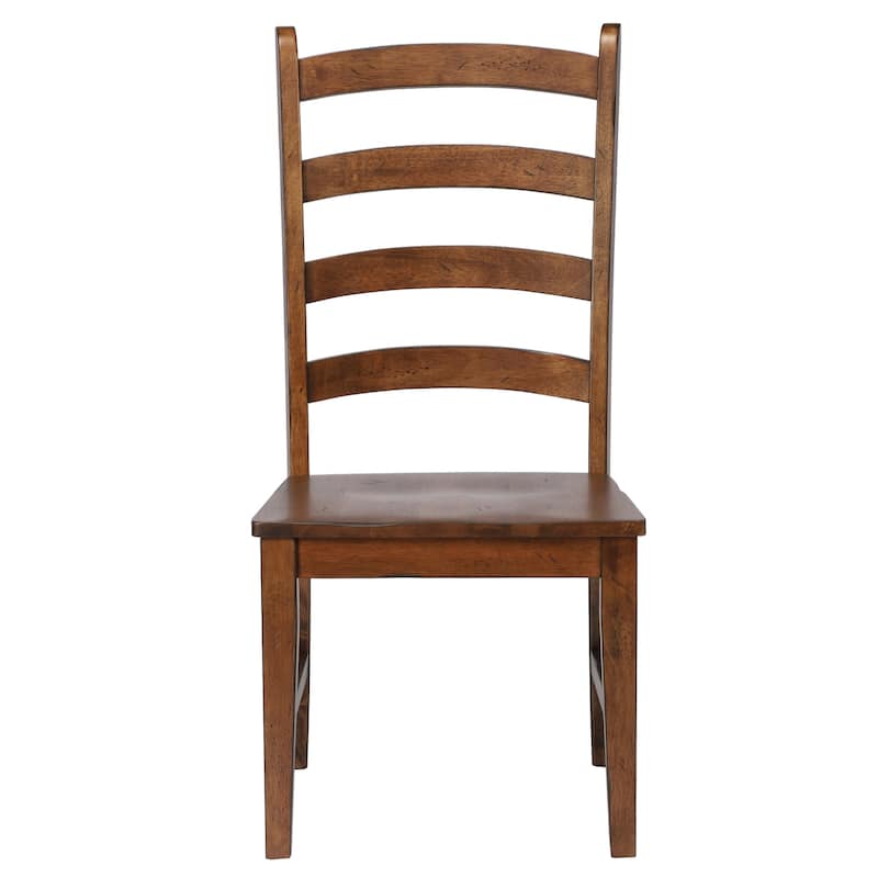 Ladder Back Dining Chairs - Set of 2 - Rustic Farmhouse Style - Amish Brown Finish