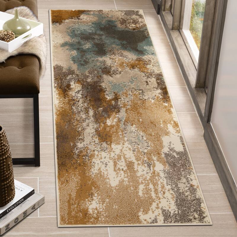 Superior Modern Abstract Indoor Area Rug - 2' 7" X 8' - Camel