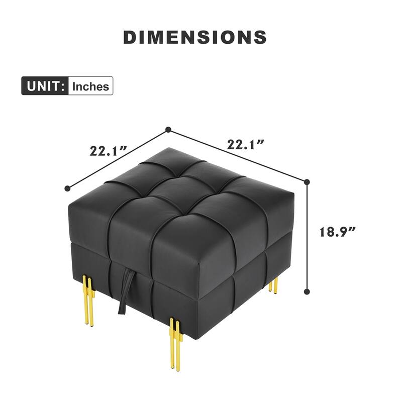 22" Anti-scratch Leather Storage Ottoman,Pet Friendly Entryway Bench - Black