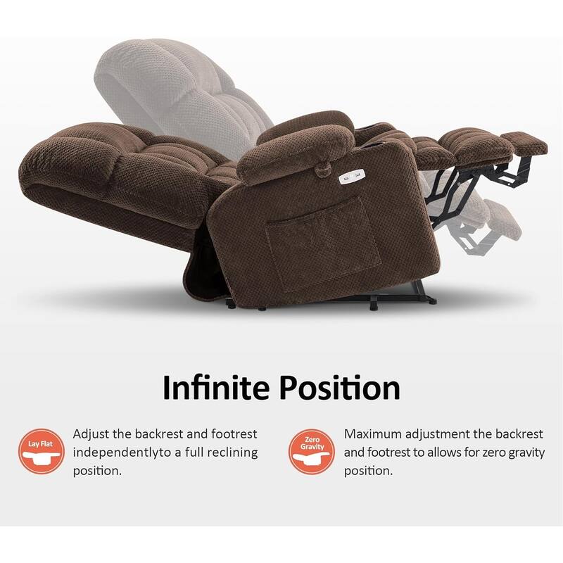MCombo Dual Motor Power Lift Recliner Chair with Massage and Heat for Big People, Fabric R7891 (Large-Wide)