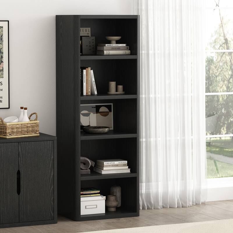 Manhattan Comfort Rivington Modern 28 Inch Open Bookcase - Black - Single