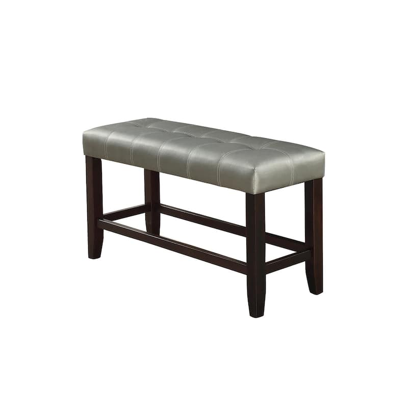 Faux Leather Wood High Bench - Silver