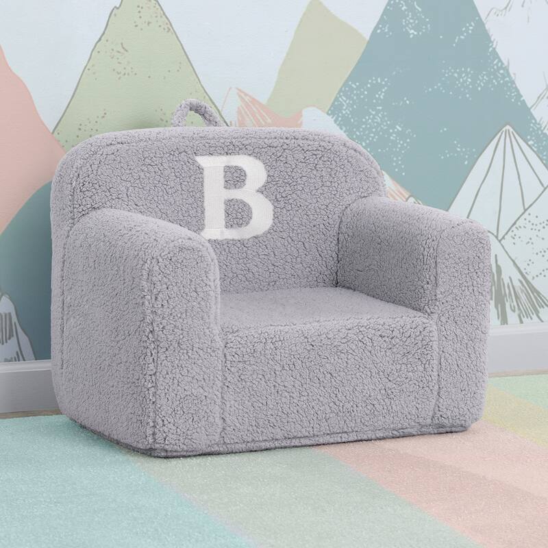 Personalized Monogram Cozee Sherpa Chair - Customize with Letter B - Foam Kids Chair for Ages 18 Months and Up