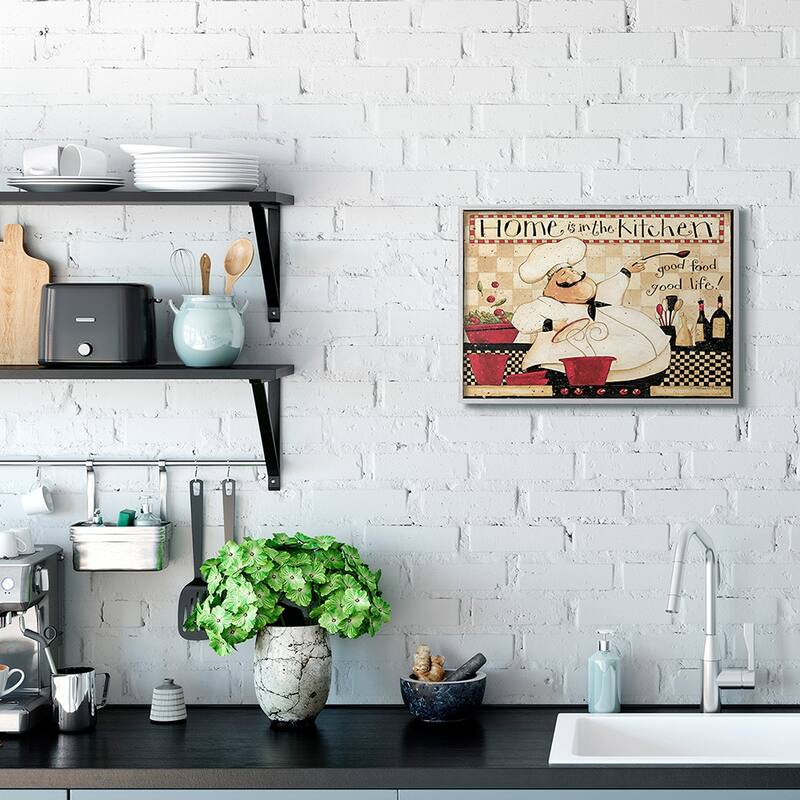 Stupell Home is the Kitchen Phrase Charming Vintage Chef Framed Wall Art