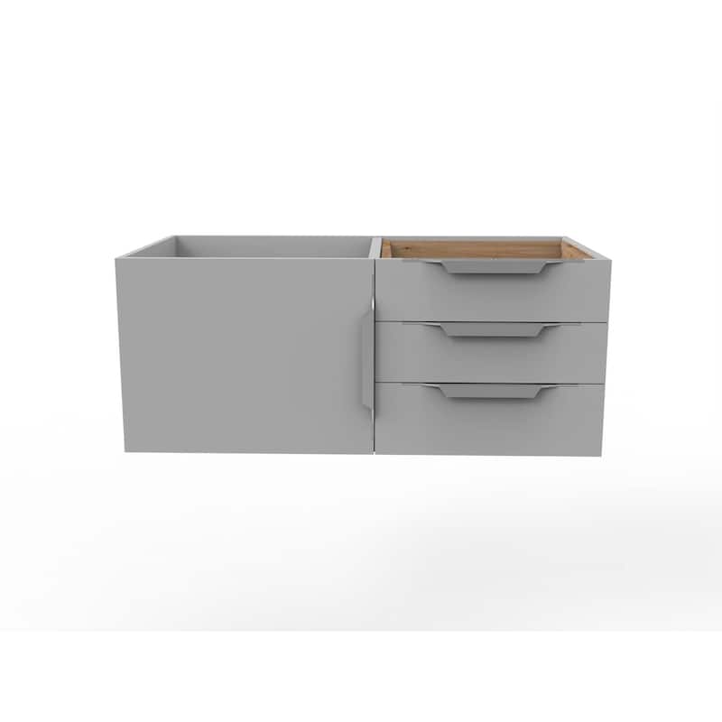 Alpine 36" Wall Mounted Bathroom Vanity (Base Only) - Grey - Brushed Nickel Finish