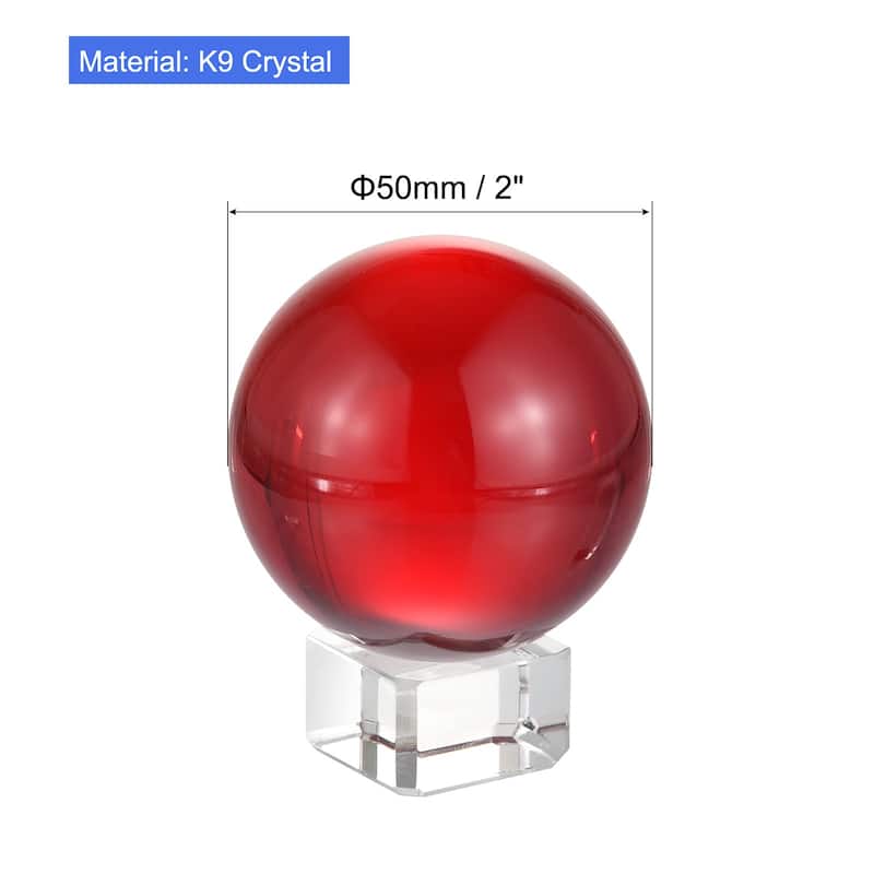 1Set K9 Crystal Ball Decorative Ball with Gift Box and Crystal Stand - Red - 2"