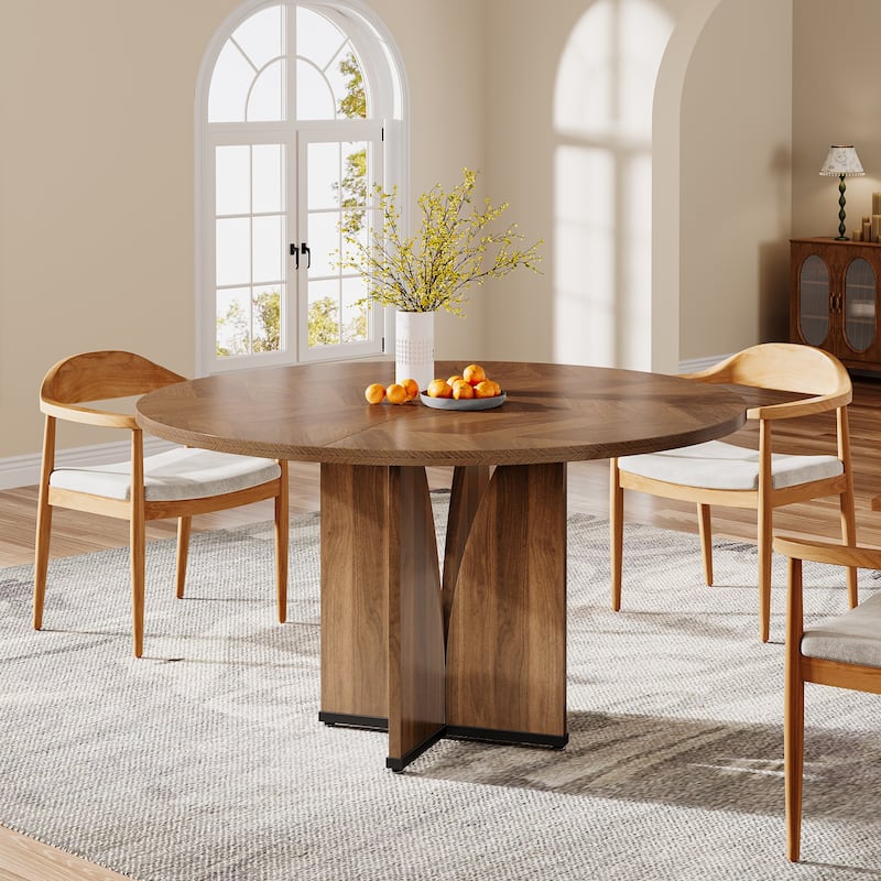 39.4-inch Round Dining Table with Wooden Tabletop for Kitchen Dining Room
