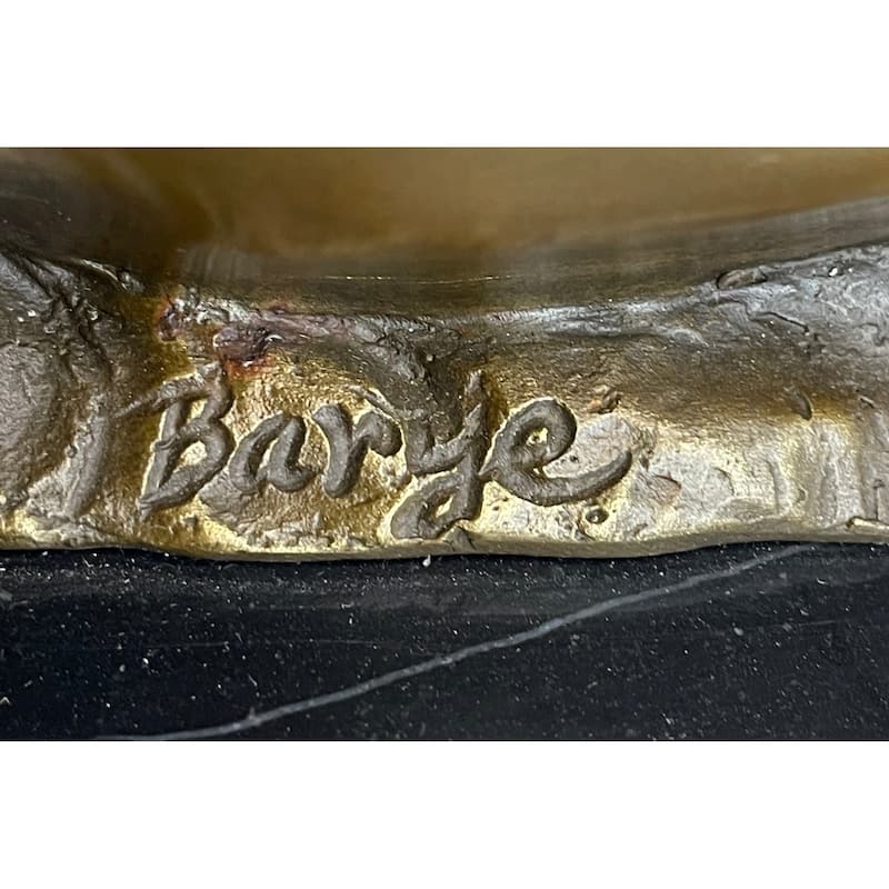 Bronze Pet Imitative Dog Sculpture Statue Figure On Marble Base Antoine Barye 8 Inches X 13 Inches