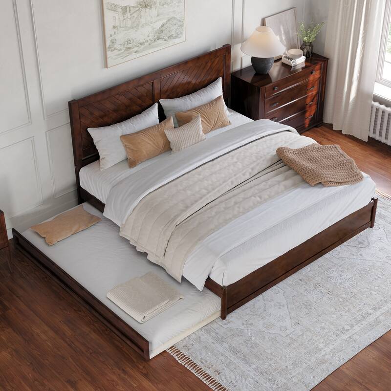 Clayton Platform Bed with Panel Footboard and Twin XL Trundle