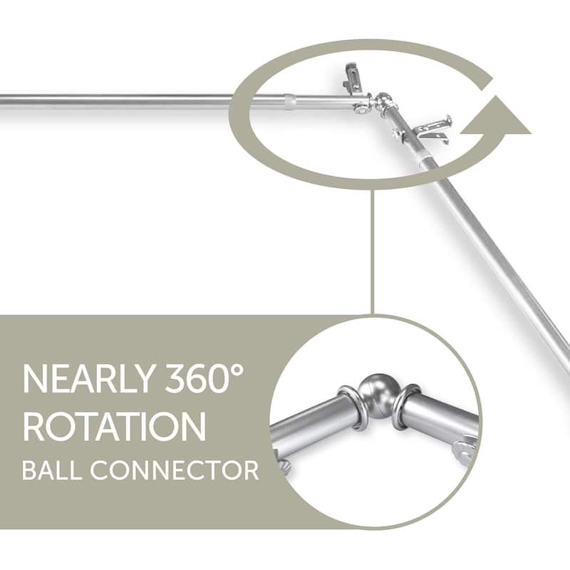 Adjustable Curtain Rods & Hardware Set - Telescoping Design for Windows, Satin Nickel Finish - M