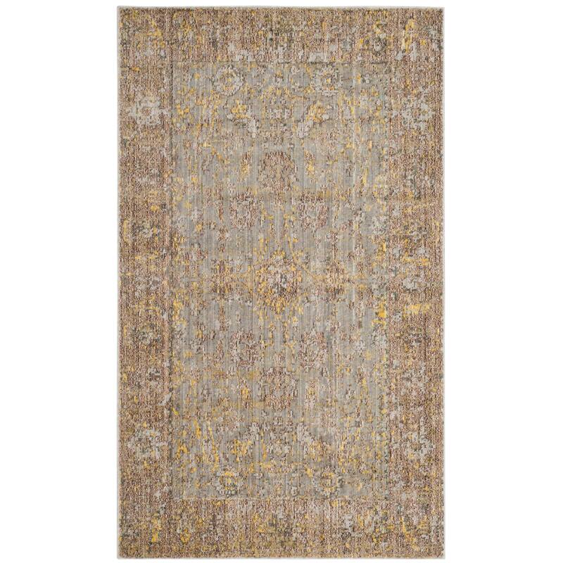 SAFAVIEH Valencia Neva Distressed Vintage Boho Oriental Polyester Rug - 3' x 5' - Grey/Multi