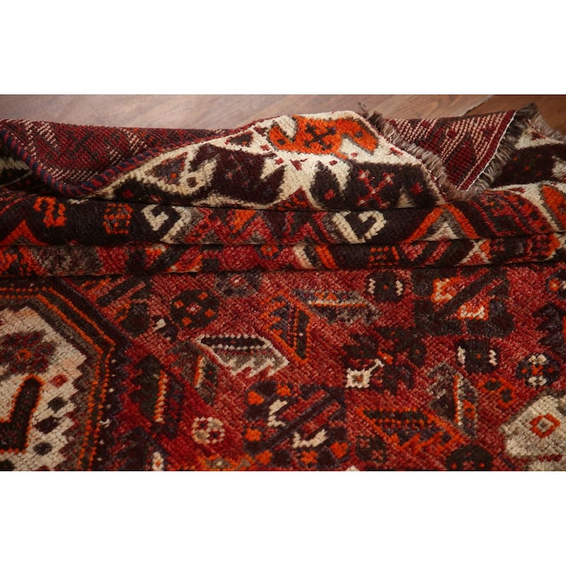 Qashqai Persian Vintage Area Rug Hand-Knotted Wool Carpet - 5'2"x 8'0"