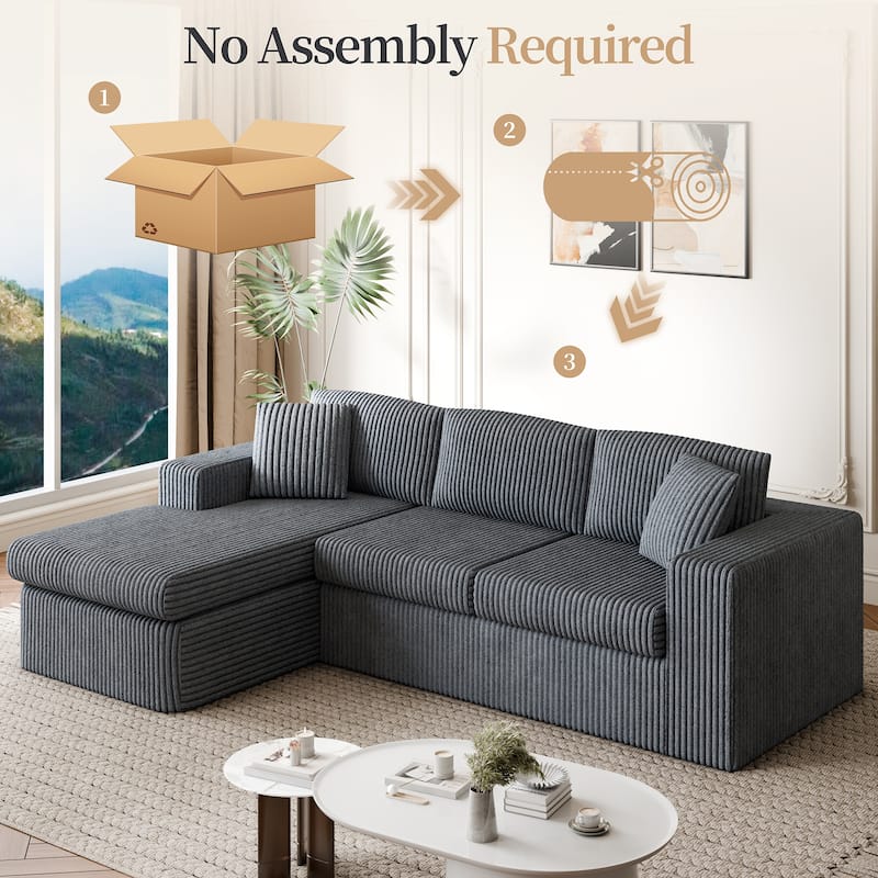 Futzca No-Assembly Modular Sofa, Corduroy Couch with High-Density Foam