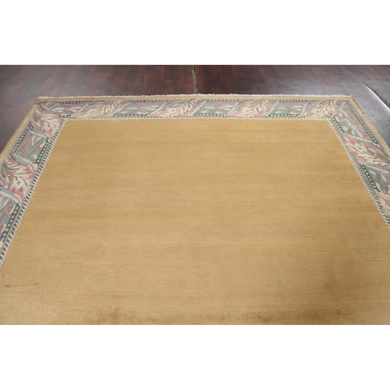 Bordered Nepalese Oriental Dining Room Area Rug Handmade Wool Carpet