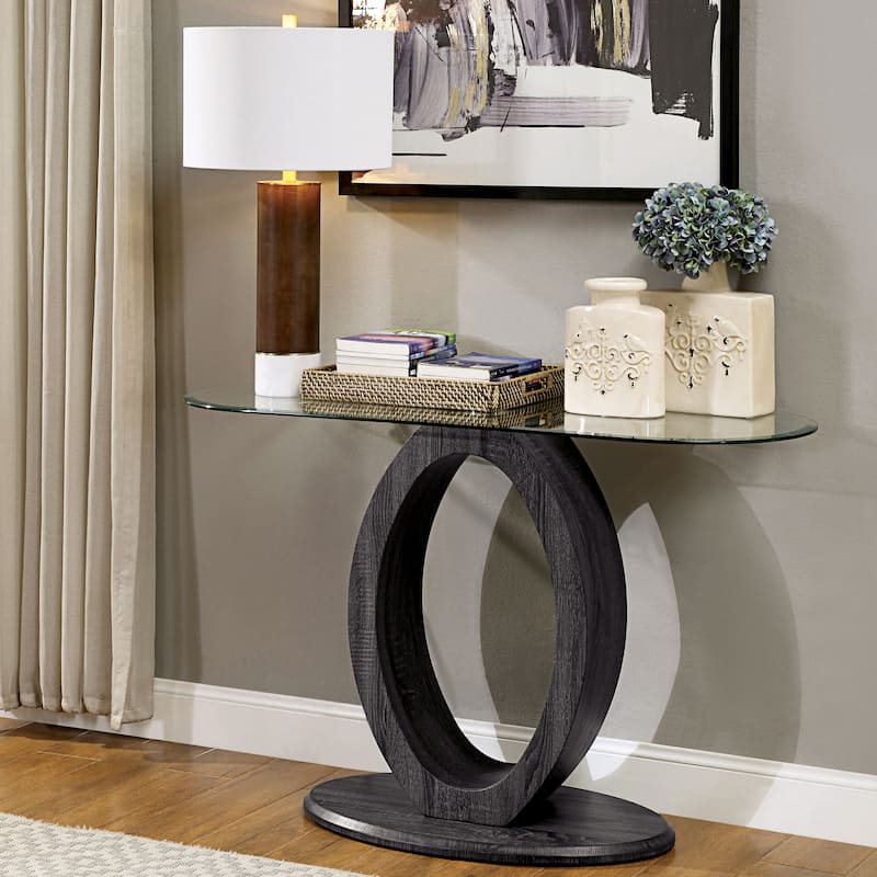 Totte Contemporary Grey 47-inch Glass Top Sofa Table by Strick & Bolton