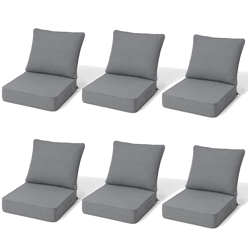 Crestlive Products Outdoor Premium Deep Seat Cushion Set - 6PC - Light Grey