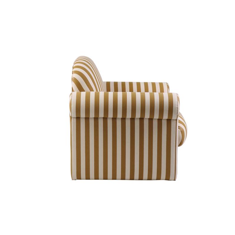 Fabric Upholstered Striped Chair - 38.38"L x 32.0"W x 32.63"H