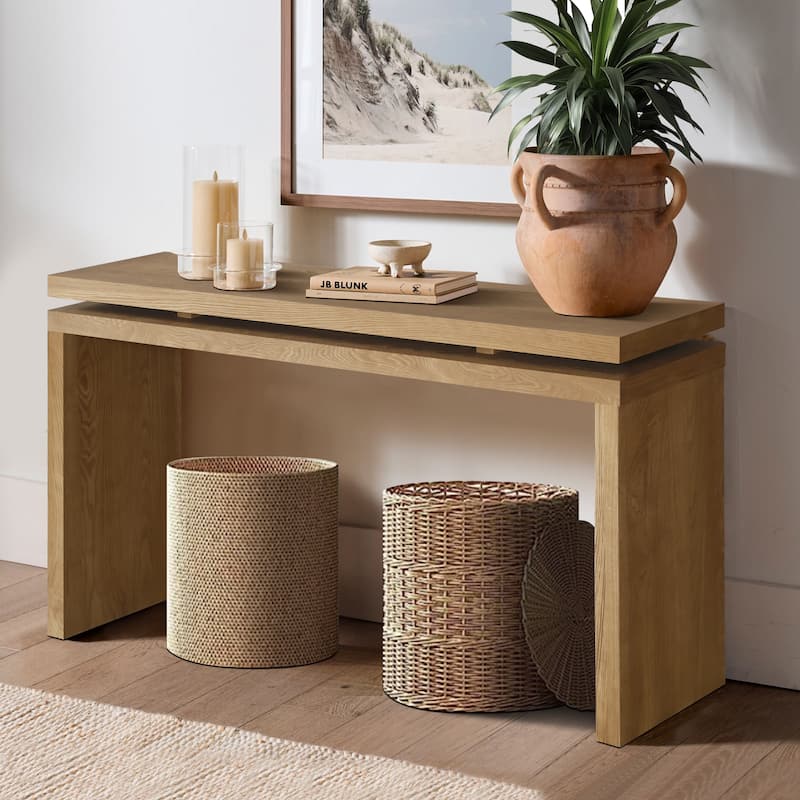 60 Inch Black Solid Wood Console Table for Living Room