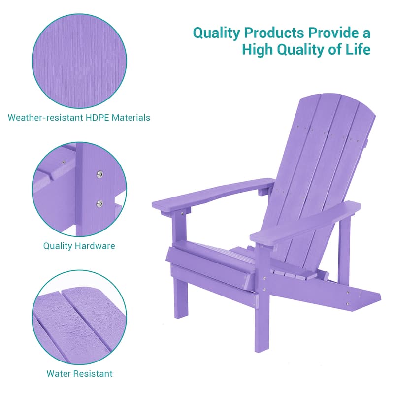 Bonosuki Outdoor HIPS Weather-Resistant Plastic Adirondack Chairs