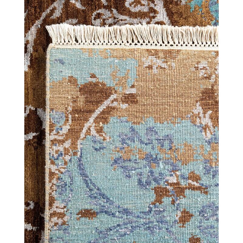 Ikat One-of-a-Kind Hand-Knotted Area Rug - Brown, 9' 0" x 12' 1" - 9' 0" x 12' 1"