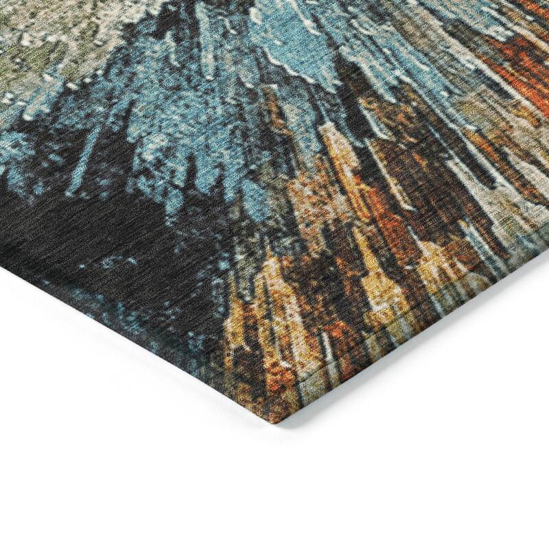 Machine Washable Indoor/ Outdoor Abstract Burst Chantille Rug