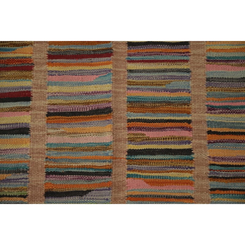Hand Woven Oriental 100% Wool Carpet Southwestern Modern Multi-Colored Kilim Area Rug - 7' 8'' X 4' 9''
