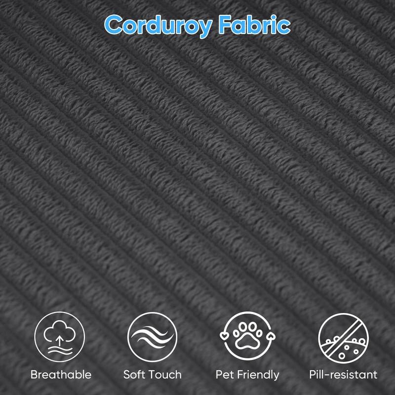 Mixoy Modern 113''Minimalist 2-Piece Corduroy Modular Chaise Sectional Sofa Deep Seat,L-Shaped Upholstered Couch With Chaise