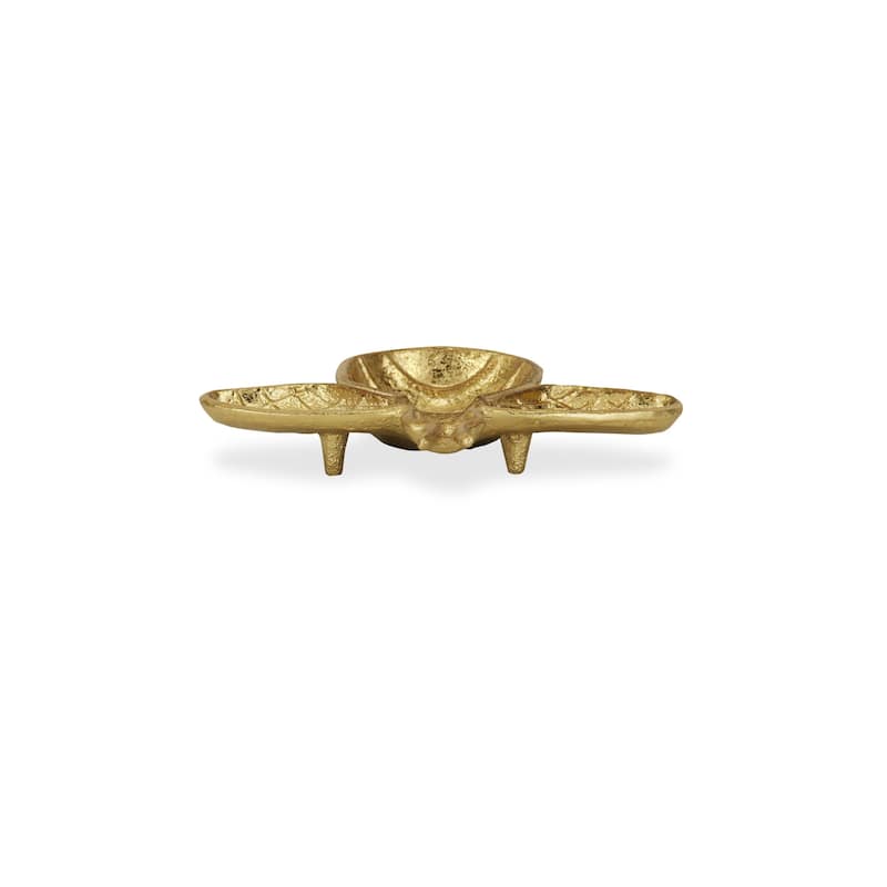 HomeRoots 8" Gold Bumble Bee Cast Iron Vanity Tray - 8.00 in. x 1.25 in. x 6.50 in.