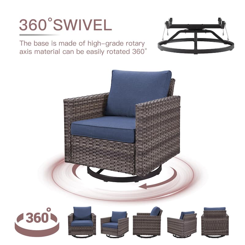 4 Swivel Chair with Fire Pit Table Grey-Blue - Grey