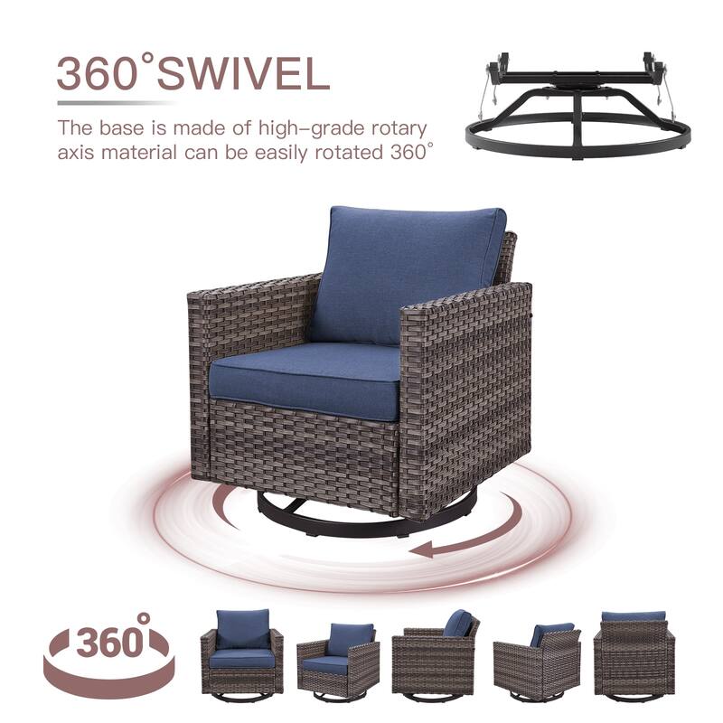 Outdoor Sofa Chairs Ottomans and Fire Table Grey-Blue - Grey