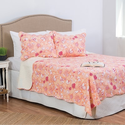 Lagoon Peach Quilt Set