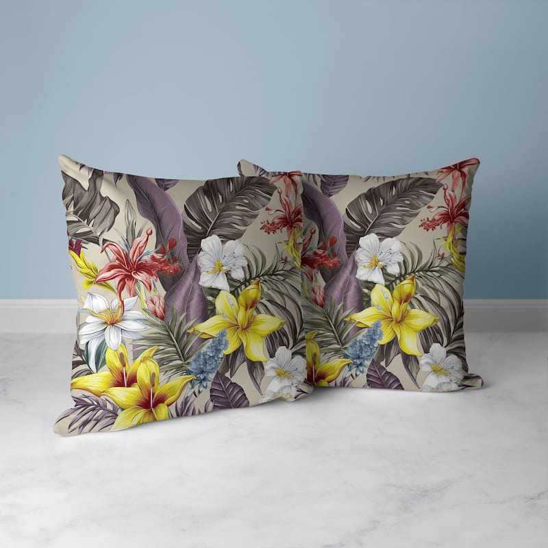 Rainforest Reverie Faux Suede Reversible Throw Pillow Pearl and Multi