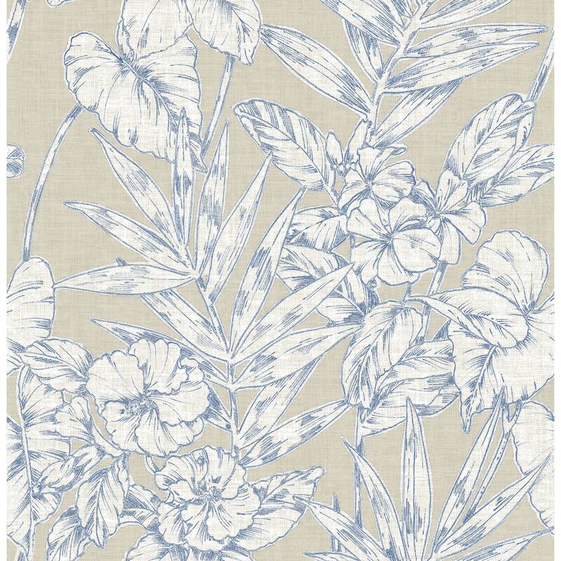 A-Street Prints Fiji Navy Floral Wallpaper