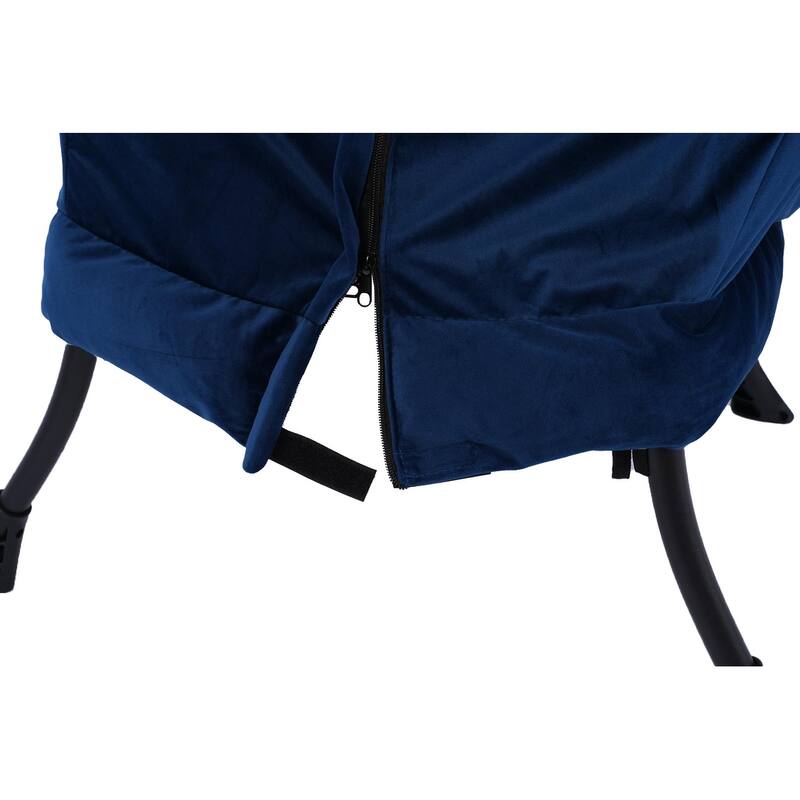 Modern Cotton Fabric Lazy Chair with Ottoman and Footrest, Blue