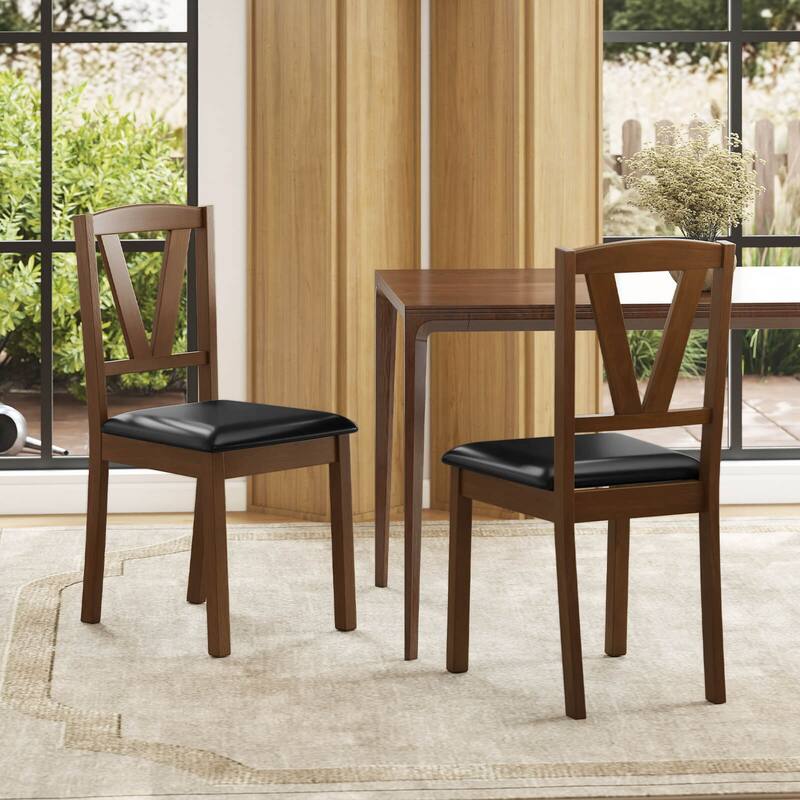 Costway Dining Chairs Set of 2/4 PU Leather Dining Room Chairs with