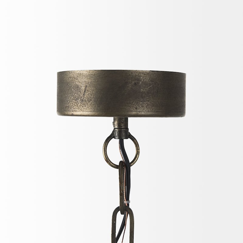 Zaio Weathered Antique Gold Metal Caged Pendant Light - 13"W x13"D x 19"H