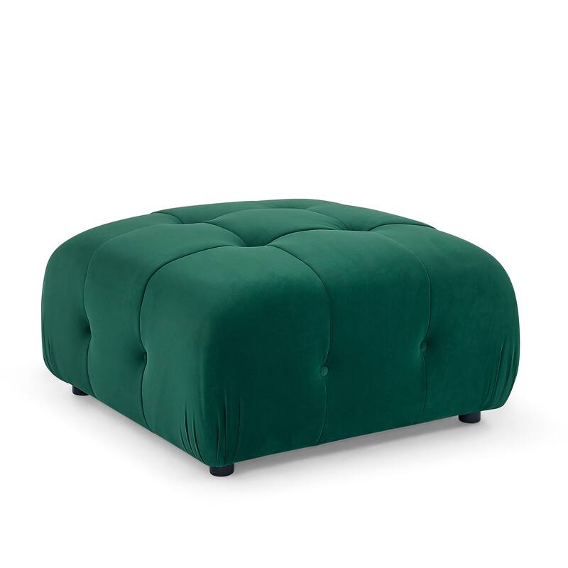 93" Velvet Modular Sectional Sofa with Button Tufting & Ottoman