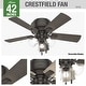 preview thumbnail 4 of 13, Hunter 42" Crestfield Low Profile Ceiling Fan with 3-Light LED Light Kit and Pull Chain - Casual, Farmhouse, Rustic