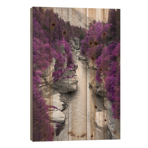 slide 2 of 3, Vanishing Pigment Print On Wood by 5by5collective - Multi-Color 26x18x1.5