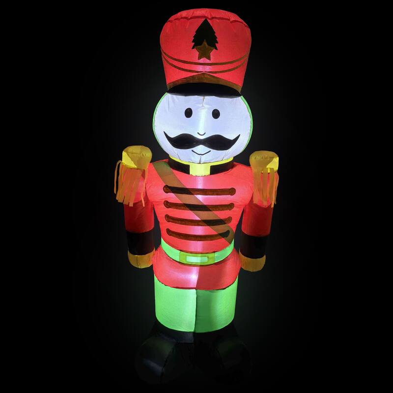 LED Lighted Inflatable Soldier Nutcracker Outdoor Christmas Decoration - 4.25' - Red
