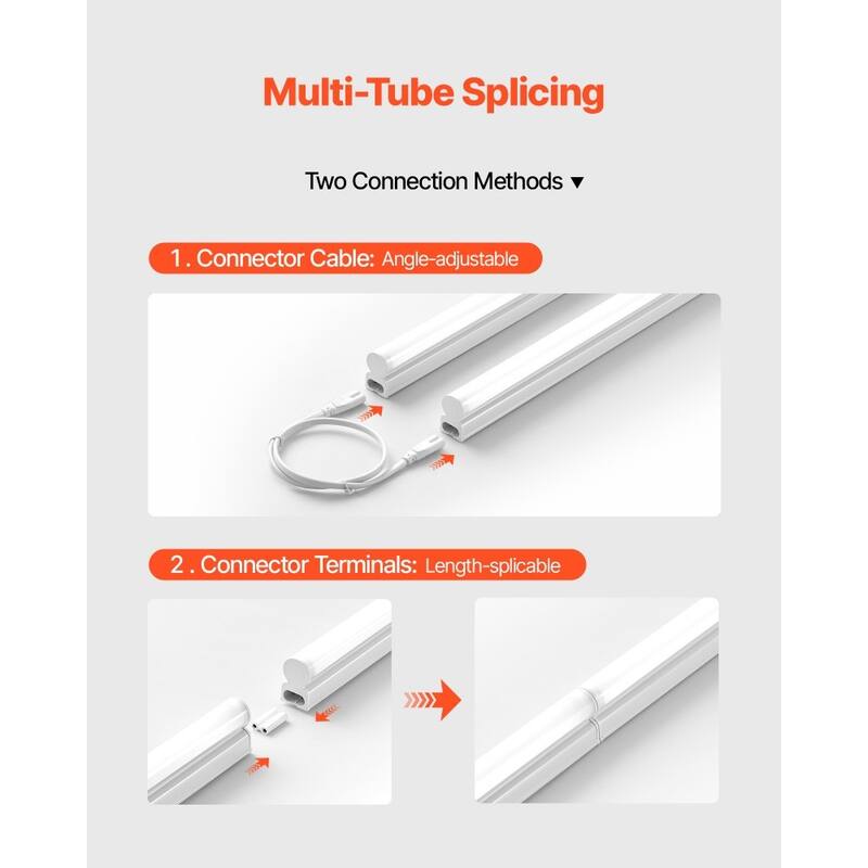 White PC 4ft LED Shop Light 2200LM Linkable with Flexible Mount - 46.4 x 0.8 x 1.3 inches