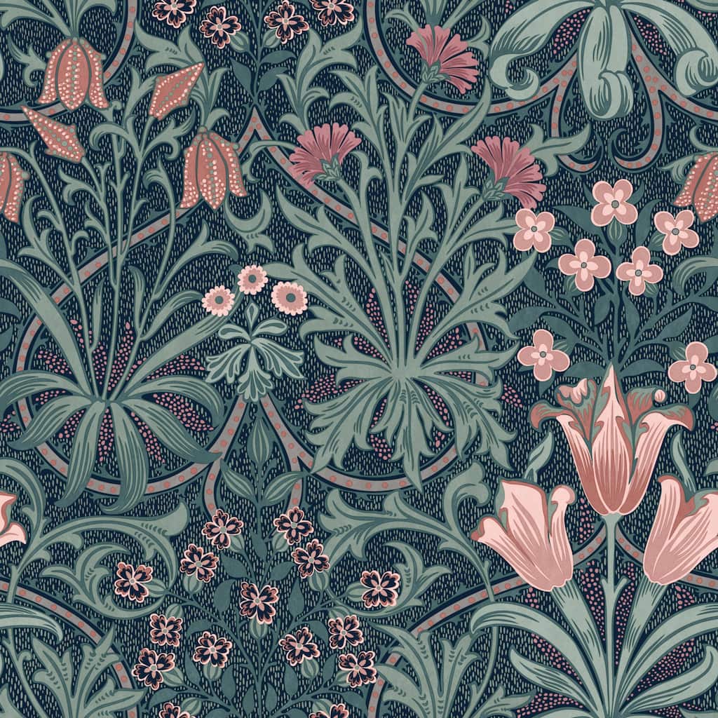 William Morris at Home Woodland Weeds Midnight Wallpaper - N/A