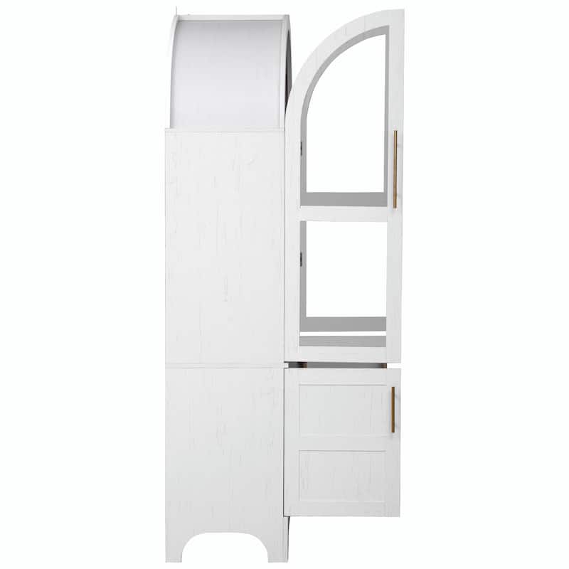 71" Tall Arched Kitchen Pantry Cabinet with Door Shelves