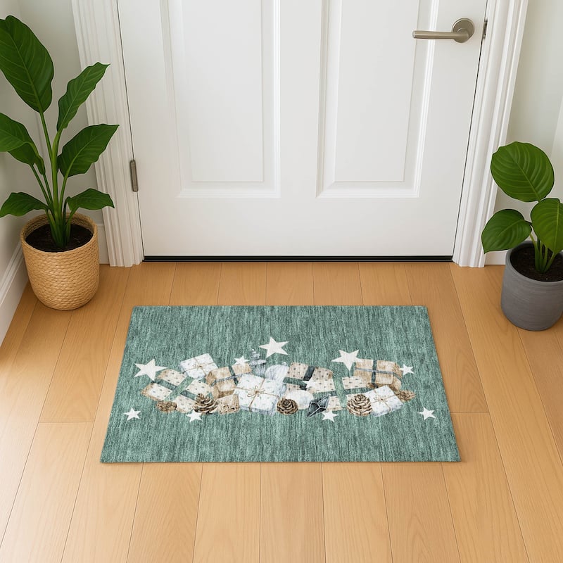 Premium Washable Super Soft Christmas Presents Mayfield Rug - Seafoam - 1'8" x 2'6"