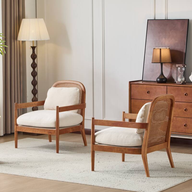 Christopher Knight Home - Anna Compact Rattan Accent Chairs with Mid-Century Charm (Set of 2) - 2 Piece