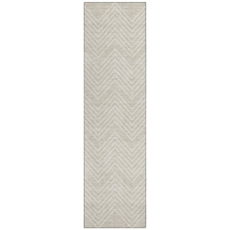 Machine Washable Indoor/ Outdoor Modern Chevron Chantille Rug