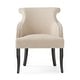 preview thumbnail 2 of 3, Roomfitters Upholstered Accent Chair with Curved Backrest and Nailhead Trim, Armless Lounge Chair with Wood Legs, Beige