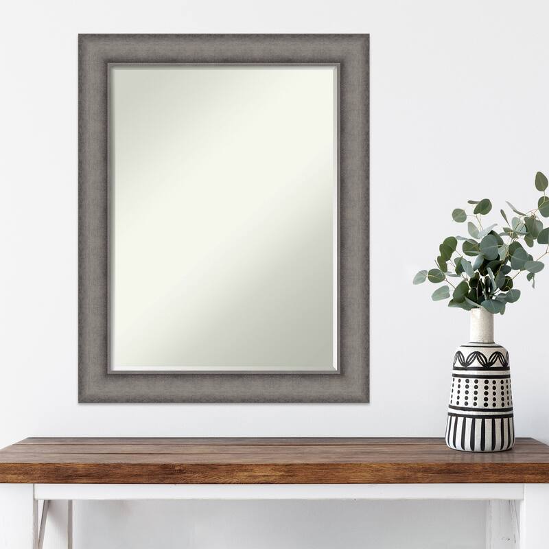 Burnished Concrete Half-Inch-Bevel Wood Framed Wall Mirror - Burnished Concrete - Glass Size 18x24