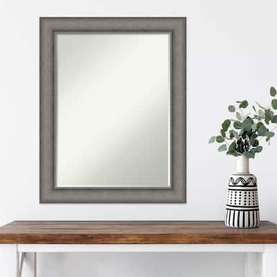 Burnished Concrete Half-Inch-Bevel Wood Framed Wall Mirror - Burnished Concrete - Glass Size 18x24