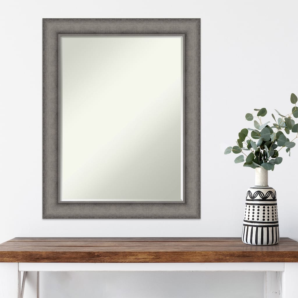 Burnished Concrete Half-Inch-Bevel Wood Framed Wall Mirror - Burnished Concrete - Glass Size 18x24